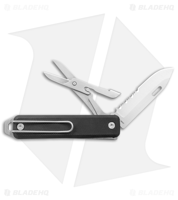 The James Brand The Ellis Lockback Knife & Tool w/Scissors Black (2.75" Sat Ser)
