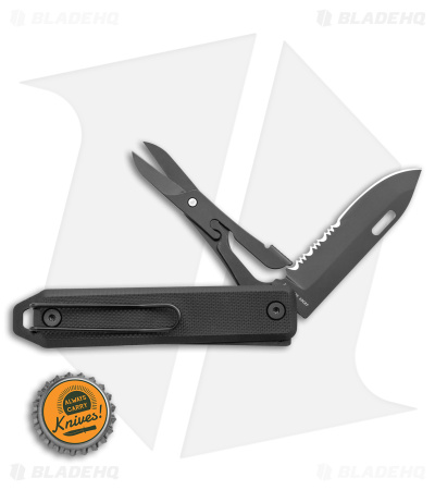 James Brand The Ellis Lockback Knife & Tool w/Scissors Black (2.75" Black Serr)