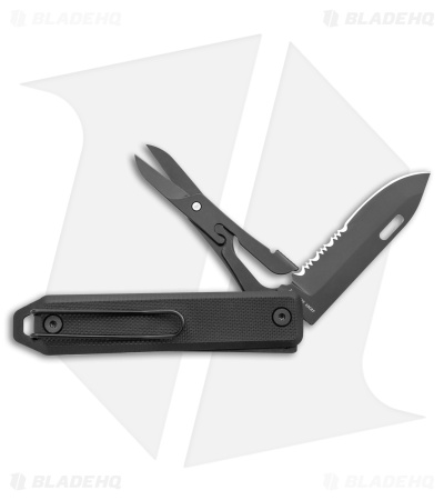 James Brand The Ellis Lockback Knife & Tool w/Scissors Black (2.75" Black Serr)
