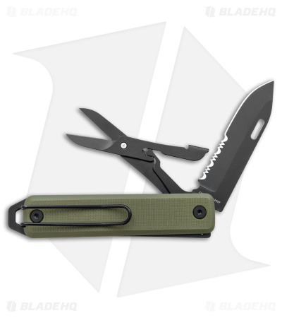 The James Brand The Ellis Lockback Knife & Tool w/Scissors OD Green (2.75" Blk)