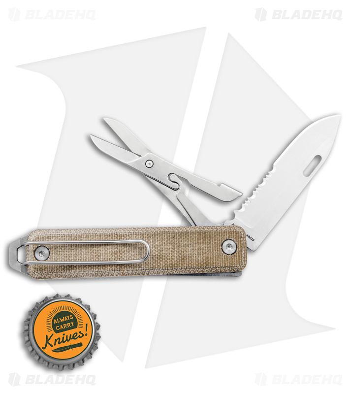 The James Brand The Ellis Lockback Knife & Scissors Green Micarta (2.75" Satin)
