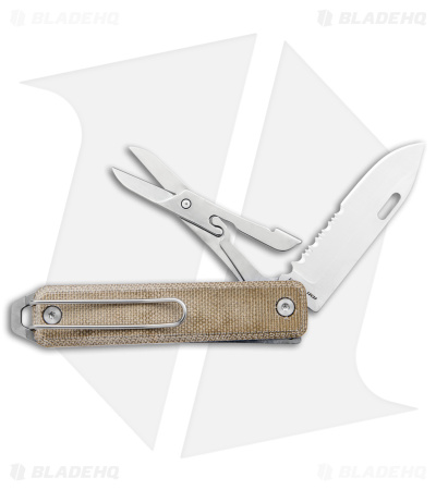 The James Brand The Ellis Lockback Knife & Scissors Green Micarta (2.75" Satin)