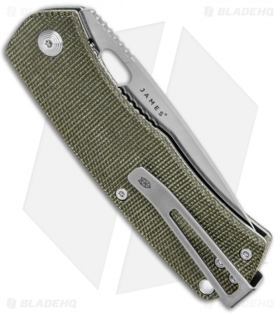 The James Brand The Folsom Liner Lock Knife OD Green Micarta (2.75" Satin VG-10)