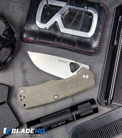 The James Brand The Folsom Liner Lock Knife Micarta OD Green (2.75" Satin)