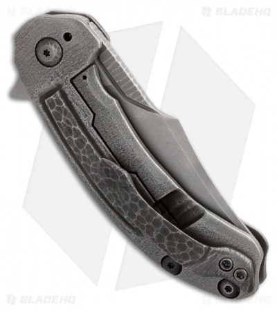 TuffKnives Custom Tanic Flipper Knife Titanium - Crater Sculpted