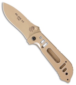 TOPS Knives Mil-Spie 3.5 Folding Knife Coyote Tan Aluminum (3.5" Tan) 