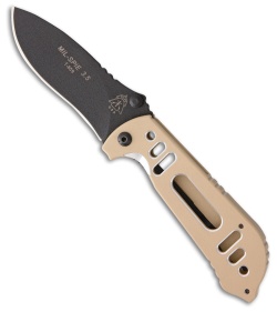 TOPS Knives Mil-Spie 3.5 Folding Knife Coyote Tan Aluminum (3.5" Black) 