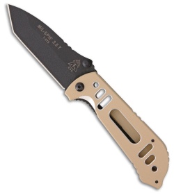 TOPS Knives Mil-Spie 3.5 Tanto Folding Knife Coyote Tan Aluminum (3.5" Black) 