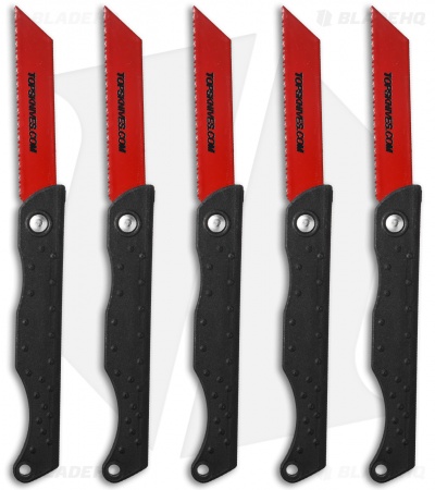 TOPS Knives Pocket Survival Saw Folding Knife Kydex 5 Pack (3" Red) PSSW-05