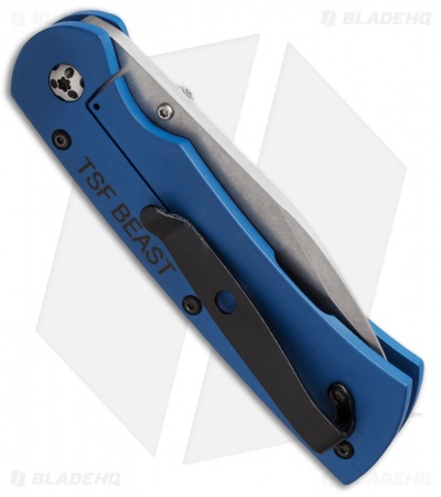 Three Sisters Forge Beast Spear Point Knife Blue Titanium (3" Stonewash) TSF