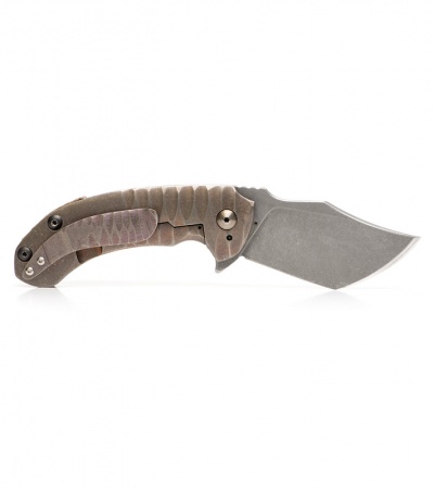 TuffKnives Custom Tanic Titanium Flipper Bowie Knife - Anso Pattern