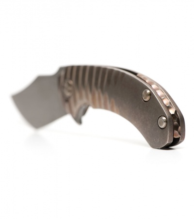 TuffKnives Custom Tanic Titanium Flipper Bowie Knife - Anso Pattern