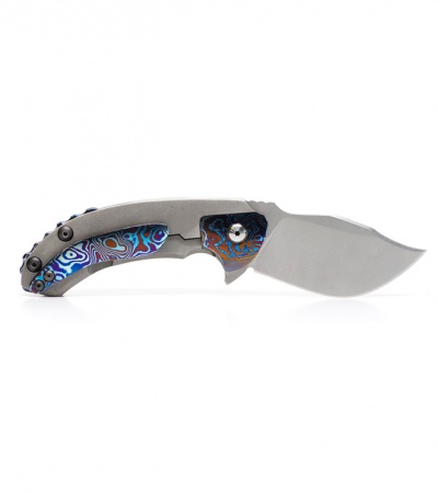 TuffKnives Custom Tanic Titanium Flipper Knife - Timascus