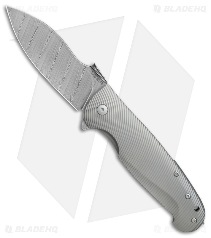 Viper Knives Italo Flipper Frame Lock Knife Titanium (3.75" Damascus) VA5944TI
