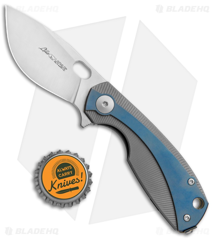 Viper Knives Voxnaes Lille Knife Gray/Blue Ti (2.5" Satin M390) V5962TIBL