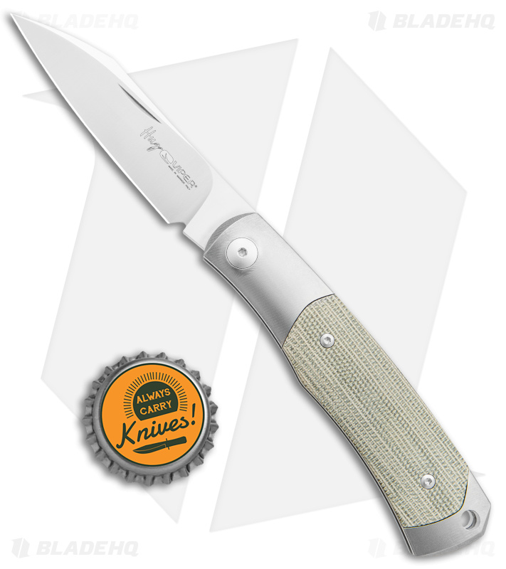 Viper Knives Hug Slip Joint Knife Green Micarta (3.1" Satin M390)