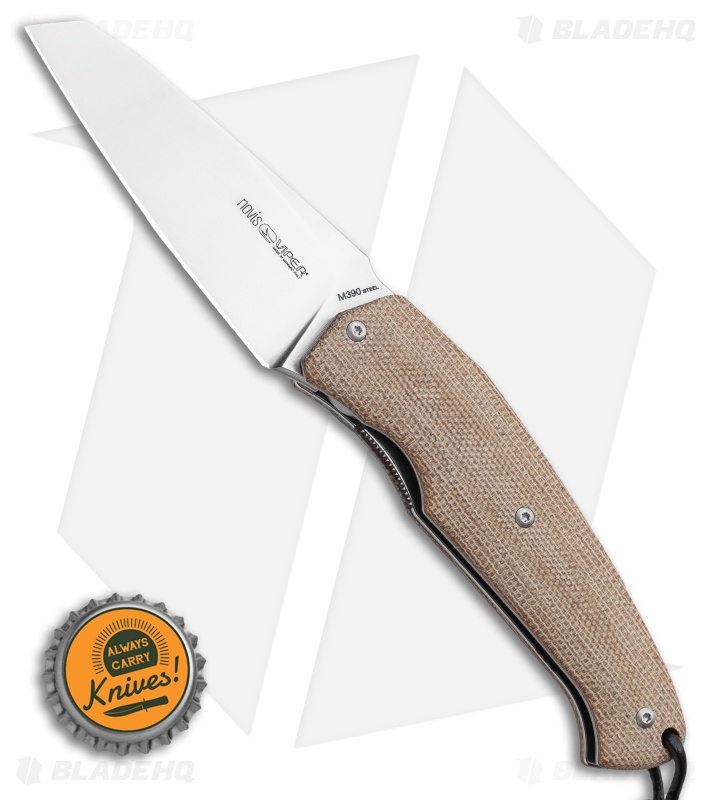 Viper Knives Novis Front Flipper Knife Brown Canvas Micarta (3" Satin)