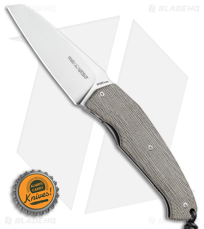 Viper Knives Novis Front Flipper Knife Green Canvas Micarta (3" Satin)
