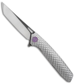 WE Knife Co. 604E Tanto Frame Lock Knife Titanium (3.8" Satin, Black) 