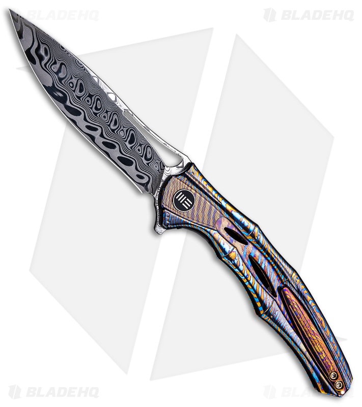 WE Knife Co. Boreas Flipper Knife Titanium (3.75" Damascus)
