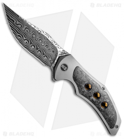 WE Knife Co. Jaga Flipper Knife Ti/CF (3.75" Damascus)