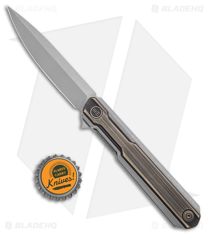 WE Knife Co. Peer Liner Lock Flipper Knife Gray Ti w/ Brass (3.5" SW) 2015E