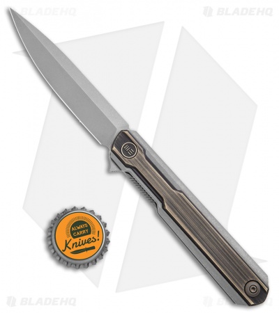 WE Knife Co. Peer Liner Lock Flipper Knife Gray Ti w/ Brass (3.5" SW) 2015E