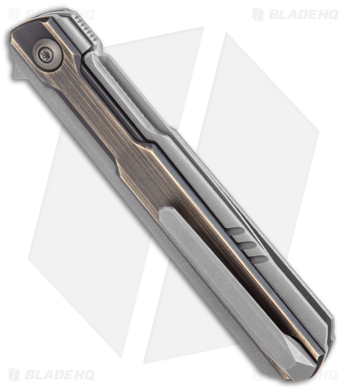 WE Knife Co. Peer Liner Lock Flipper Knife Gray Ti w/ Brass (3.5" SW) 2015E