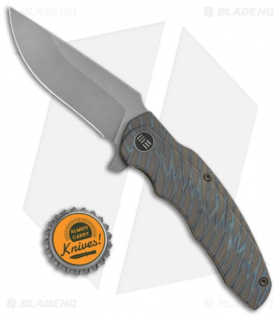 WE Knife Co. Skreech Flipper Knife Flamed Tiger Stripe Ti (3.3" Stonewash) 2014C