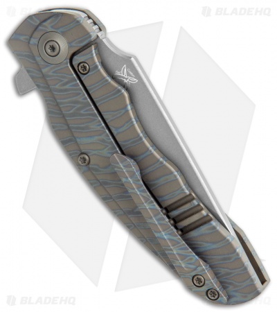 WE Knife Co. Skreech Flipper Knife Flamed Tiger Stripe Ti (3.3" Stonewash) 2014C