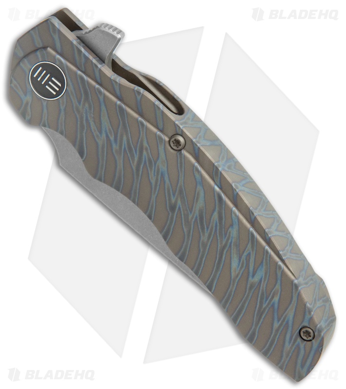 WE Knife Co. Skreech Flipper Knife Flamed Tiger Stripe Ti (3.3" Stonewash) 2014C