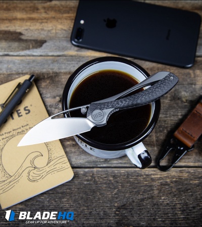 WE Knife Co. Isham Pleroma Integral Knife Champagne Ti /CF (2.95" Satin) 821B