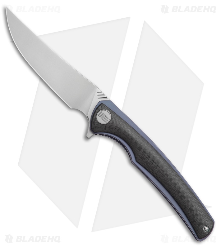 WE Knife Co. 704CF-B Liner Lock Knife Carbon Fiber/Blue Ti (3.6" Hand Rubbed)
