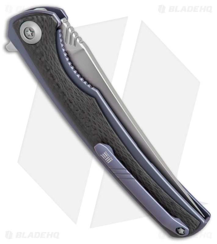 WE Knife Co. 704CF-B Liner Lock Knife Carbon Fiber/Blue Ti (3.6" Hand Rubbed)
