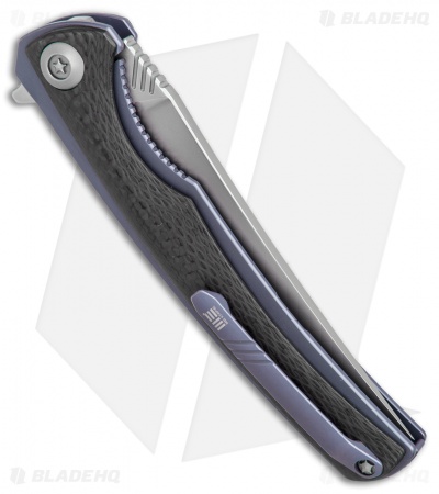 WE Knife Co. 704CF-B Liner Lock Knife Carbon Fiber/Blue Ti (3.6" Hand Rubbed)