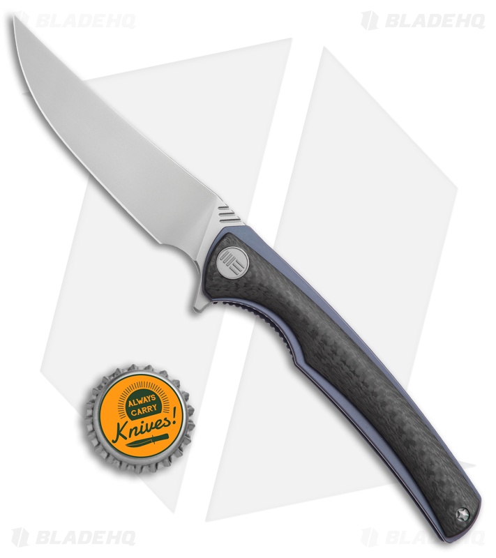 WE Knife Co. 704CF-B Liner Lock Knife Carbon Fiber/Blue Ti (3.6" Hand Rubbed)
