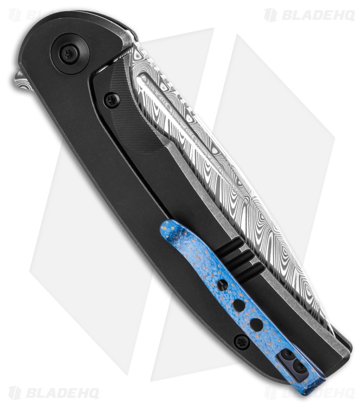 WE Knife Co. Beacon Frame Lock Knife Black Titanium (3.5" Damasteel) 