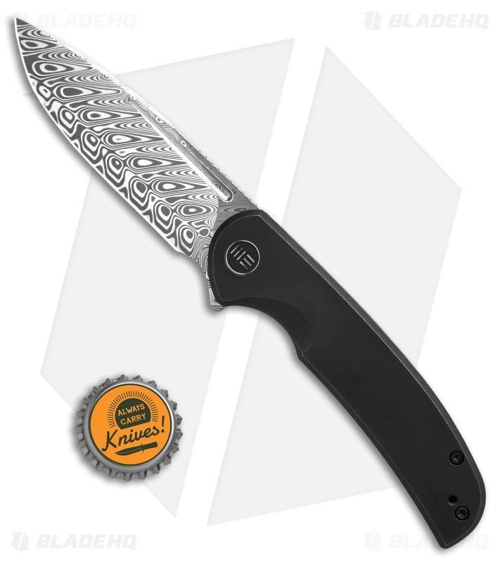 WE Knife Co. Beacon Frame Lock Knife Black Titanium (3.5" Damasteel) 