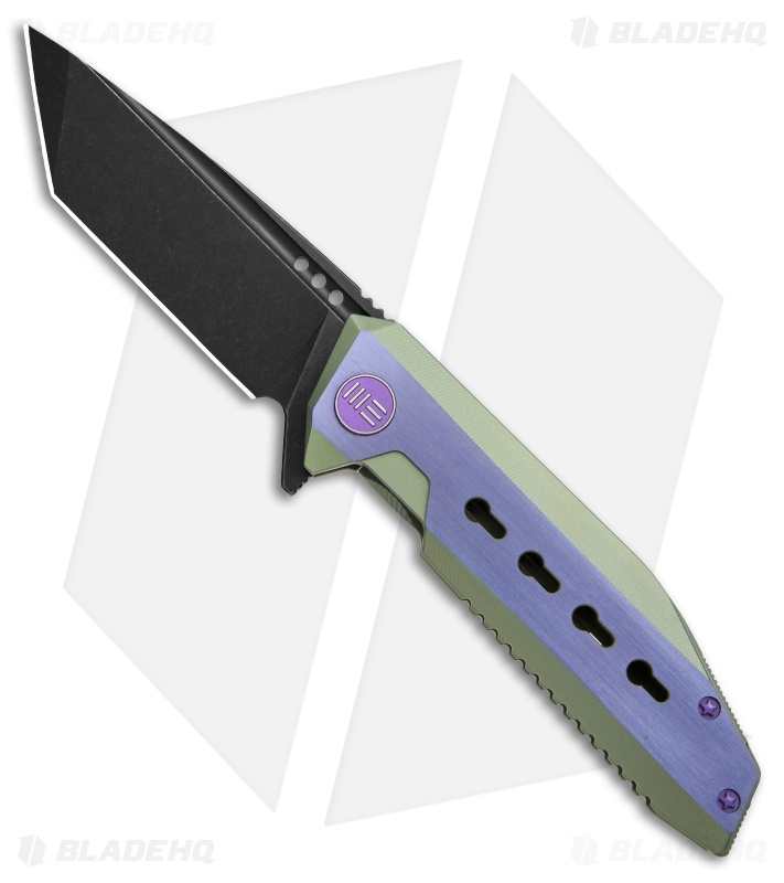 WE Knife Co. 602B Tanto Frame Lock Knife Blue/Green Titanium (3.6" Black SW)