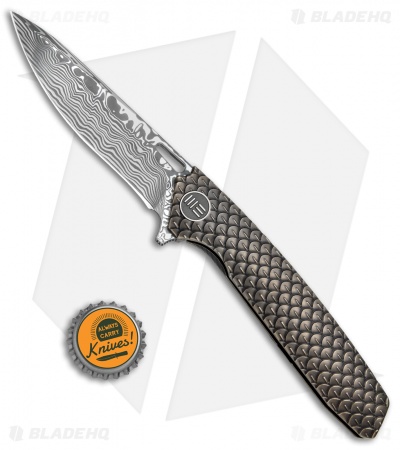 WE Knife Co. 604DS Frame Lock Tanto Knife Bronze Ti (3.8" Damasteel) 