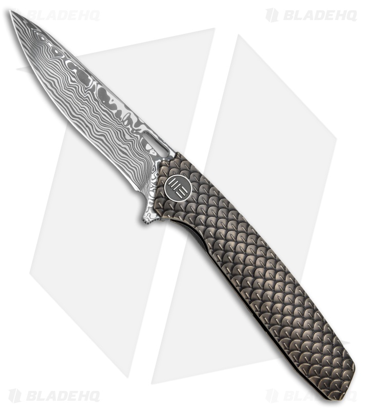 WE Knife Co. 604DS Frame Lock Tanto Knife Bronze Ti (3.8" Damasteel) 
