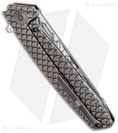 WE Knife Co. 604DS Frame Lock Tanto Knife Bronze Ti (3.8" Damasteel) 