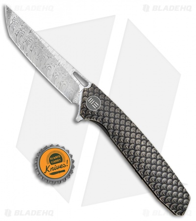 WE Knife Co. 604DST Tanto Frame Lock Knife Bronze Ti (3.8" Damascus) 