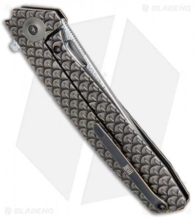 WE Knife Co. 604DST Tanto Frame Lock Knife Bronze Ti (3.8" Damascus) 