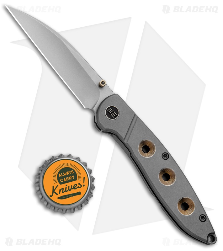 WE Knife Co. Schism Frame Lock Knife Gold Holes  (2.8" Stonewash) 908A