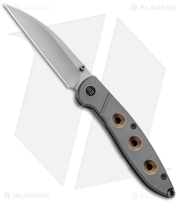 WE Knife Co. Schism Frame Lock Knife Gold Holes  (2.8" Stonewash) 908A