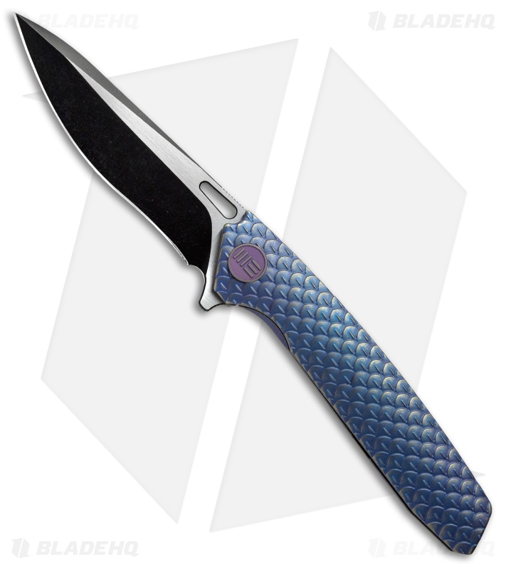 WE Knife Co. 604H Frame Lock Knife Blue Titanium (3.8" Satin, Black)