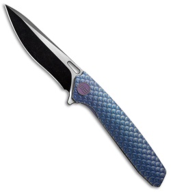 WE Knife Co. 604H Frame Lock Knife Blue Titanium (3.8" Satin, Black) 