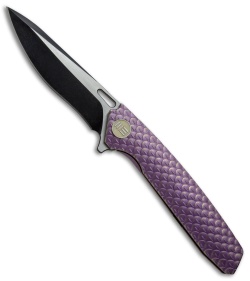 WE Knife Co. 604G Frame Lock Knife Purple Titanium (3.8" Black, Satin) 