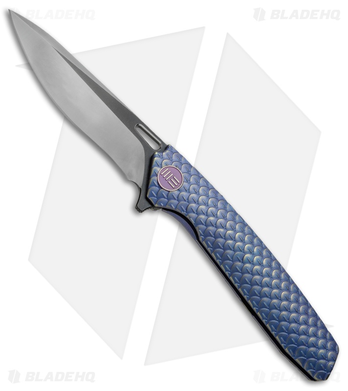 WE Knife Co. 604M Frame Lock Knife Blue Titanium (3.8" Black, Satin)